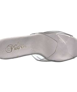 Slip In Klackar Mer Plata höga klackar | Silver 18 Cm Adore-701Lg Glitter Plata Tofflor Dam Med Klack