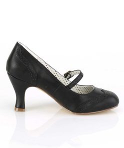 Pumps Klackar Utan Plata höga klackar | Vegan 7,5 Cm Flapper-32 Retro Vintage Maryjane Pumps Med Hoga Klackar Svart