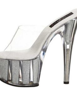 Slip In Klackar Mer Plata höga klackar | Silver 18 Cm Adore-701G Glitter Plata Hoga Slip In Mules