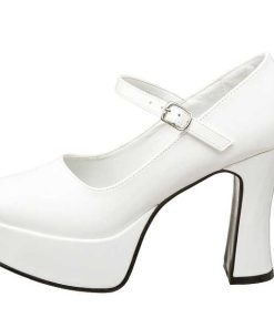 Pumps Klackar Mini Plata höga klackar | Vit Lack 11 Cm Maryjane-50 Mary Jane Hoga Platapumps