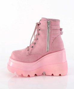 Demoniacult Skor & Stovlar Dam höga klackar | Rosa Suede 11,5 Cm Shaker-52 Alternativa Wedge Plataboots