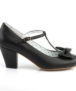 Pumps Klackar Utan Plata höga klackar | Svart 6,5 Cm Retro Vintage Wiggle-50 Pinup Pumps Skor Med Blockklack