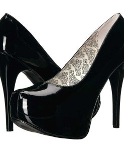 Stora Hoga Klackar For Man höga klackar | Svart Lacklader 14,5 Cm Burlesque Teeze-06W Pumps For Man Med Breda Fotter