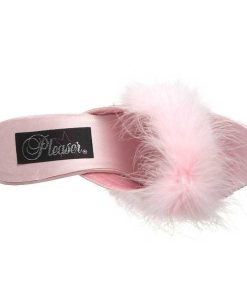 Slip In Klackar Utan Plata höga klackar | Pink 8 Cm Belle-301F Maraboufjadrar Hoga Slip In Skor