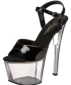 Hoga Klackar Mer Plata höga klackar | Svart Transparent 18 Cm Pleaser Sky-309 Platform Klackskor Dam