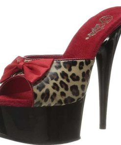 Slip In Klackar Mini Plata höga klackar | Leopard 15 Cm Pleaser Delight-601-6 Plata Slip In Skor