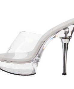 Slip In Klackar Mini Plata höga klackar | Transparent 14 Cm Pleaser Allure-601 Plata Mules Hoga Klackar