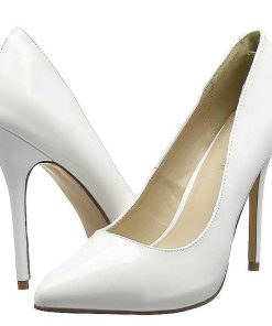 Pumps Klackar Utan Plata höga klackar | Vit Lack 13 Cm Amuse-20 Spetsiga Pumps Med Stilettklackar