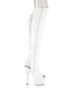 Larhoga Stovlar Med Plata höga klackar | Hologram Boots 18 Cm Adore-3019Hwr Vita Overknee Stovlar Oppen Ta Med Snorning