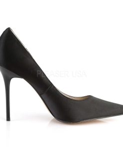 Stora Hoga Klackar For Man höga klackar | Svart Satin 10 Cm Classique-20 Stora Storlekar Stilettos Skor