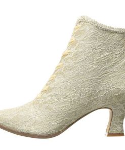 Stovletter Dam Utan Plata höga klackar | Beige 12 Cm Victorian-30 Dam Boots Med Snorning