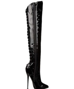 Fetish Skor & Extrema Stovlar höga klackar | Vinyl 16 Cm Dagger-3060 Fetish Larhoga Stovlar Blanka