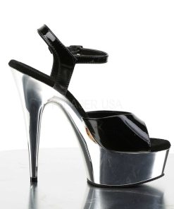 Hoga Klackar Mini Plata höga klackar | Silver Krom Plata 15 Cm Delight-609 Pleaser High Heels Skor