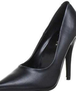 Pumps Klackar Utan Plata höga klackar | Svart Konstlader 13 Cm Seduce-420 Spetsiga Pumps Med Hoga Klackar