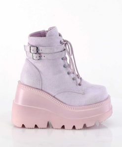 Demoniacult Skor & Stovlar Dam höga klackar | Lila Suede 11,5 Cm Shaker-52 Alternativa Wedge Plataboots