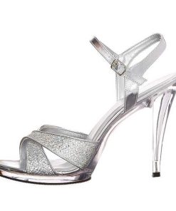 Hoga Klackar Mini Plata höga klackar | Silver Glitter 12 Cm Flair-419G Hogklackade Dam Sandaletter