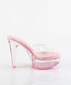 Slip In Klackar Mini Plata höga klackar | Perspex 13 Cm Martini-501 Rosa Hogklackade Mules