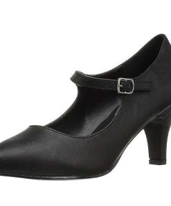 Pumps Klackar Utan Plata höga klackar | Svart Konstlader 8 Cm Divine-440 Kvinnor Pumps Med Lag Klack