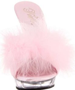 Slip In Klackar Mini Plata höga klackar | Rosa Transparent 13 Cm Fabulicious Lip-101-8 Plata Hoga Slip In Mules