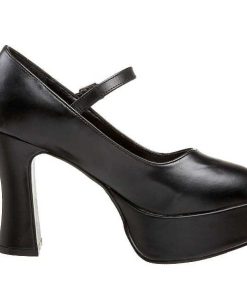 Pumps Klackar Mini Plata höga klackar | Svart Konstlader 11 Cm Maryjane-50 Mary Jane Hoga Platapumps