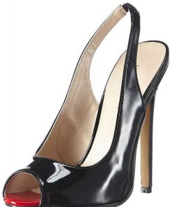 Hoga Klackar Utan Plata höga klackar | Svarta Slingback Lackpumps 13 Cm Sexy-08 Hogklackade Slingback Skor