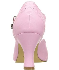 Pumps Klackar Utan Plata höga klackar | Rosa 7,5 Cm Retro Vintage Flapper-11 Pinup Pumps Skor Med Lag Klack