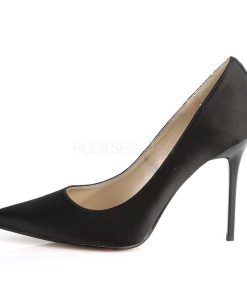 Stora Hoga Klackar For Man höga klackar | Svart Satin 10 Cm Classique-20 Stora Storlekar Stilettos Skor