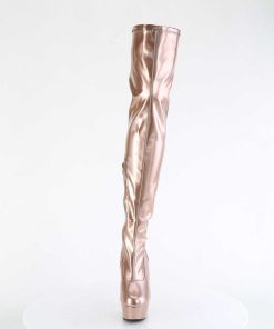 Larhoga Stovlar Med Plata höga klackar | Guld 15 Cm Delight-3000Hwr Hologram Overknee Platastovlar - Pole Dance Overknees