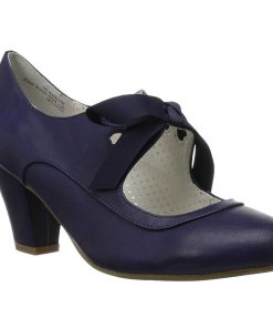 Pumps Klackar Utan Plata höga klackar | Bla 6,5 Cm Wiggle-32 Retro Vintage Maryjane Pumps Med Blockklack