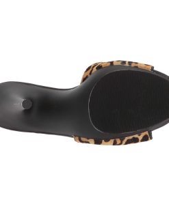 Slip In Klackar Mini Plata höga klackar | Leopard 13 Cm Fabulicious Poise-501Fur Dam Tofflor Med Hoga Klack