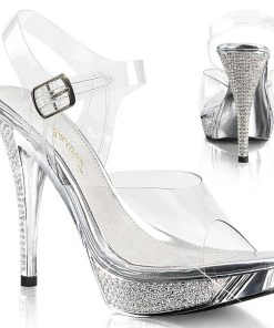 Hoga Klackar Mini Plata höga klackar | Silver Strass 12 Cm Elegant-408 Plata Hogklackade Sandaler Skor