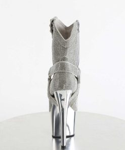 Stovletter Dam Med Plata höga klackar | Silver Strass Stenar Western Boots 18 Cm Adore-1029Chrs Cowboy Boots