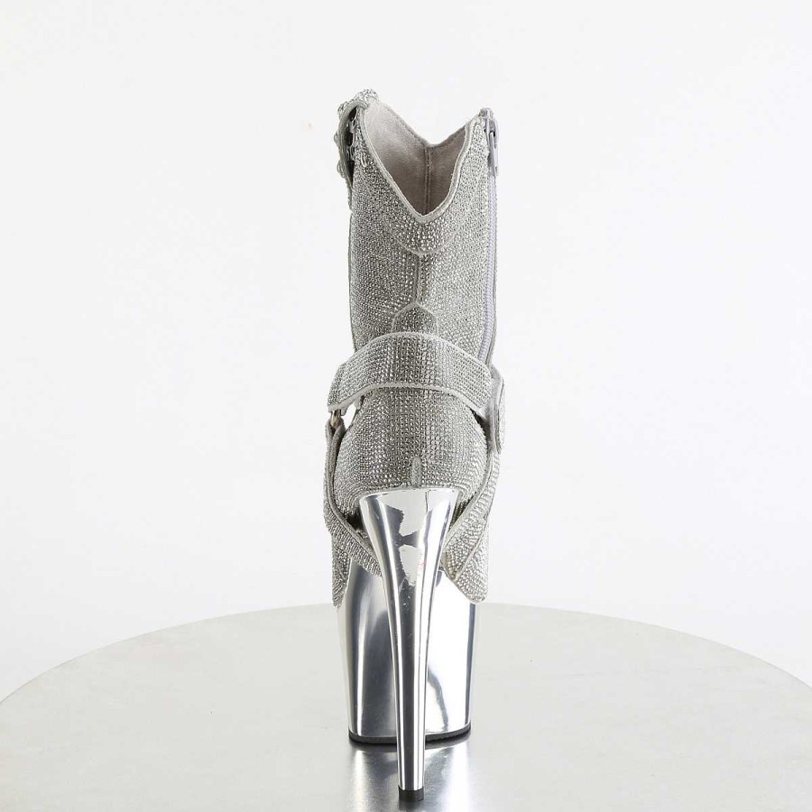 Stovletter Dam Med Plata höga klackar | Silver Strass Stenar Western Boots 18 Cm Adore-1029Chrs Cowboy Boots