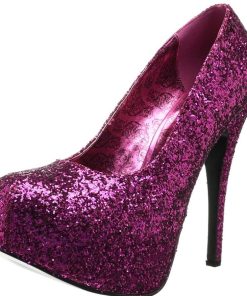 Stora Hoga Klackar For Man höga klackar | Pink Glitter 14,5 Cm Burlesque Teeze-06Gw Pumps For Man Med Breda Fotter