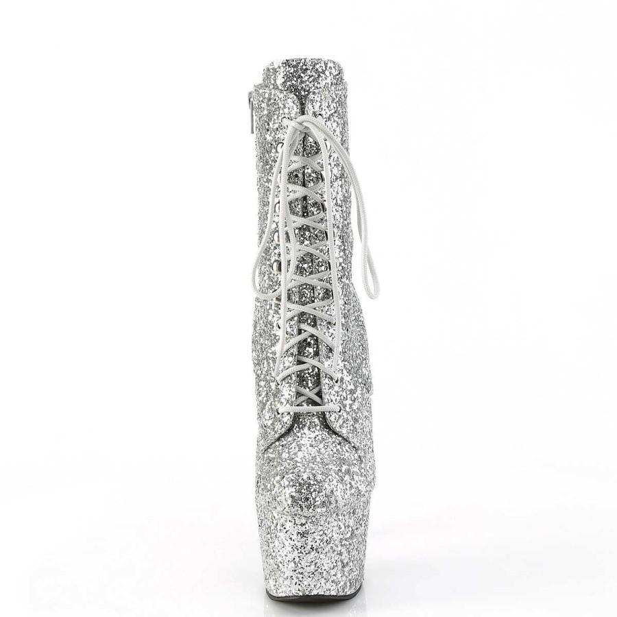 Stovletter Dam Med Plata höga klackar | Adore-Gwr 18 Cm Pleaser Hogklackade Boots Glitter Silver