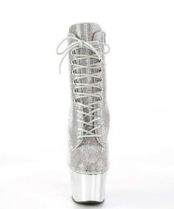 Stovletter Dam Med Plata höga klackar | Silver Strass Stenar Plataboots 18 Cm Adore-1020Chrs-2 Hogklackade Boots