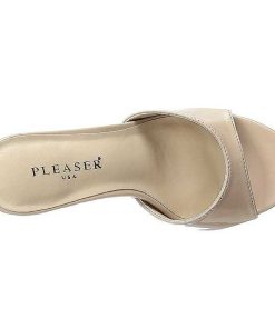 Slip In Klackar Utan Plata höga klackar | Beige 10 Cm Classique-01 Dam Tofflor Med Hoga Klack