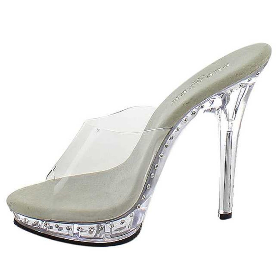 Slip In Klackar Mini Plata höga klackar | Silver 13 Cm Fabulicious Lip-101Ls Strass Plata Hoga Slip In Mules