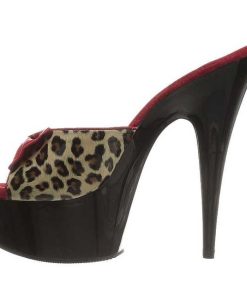 Slip In Klackar Mini Plata höga klackar | Leopard 15 Cm Pleaser Delight-601-6 Plata Slip In Skor