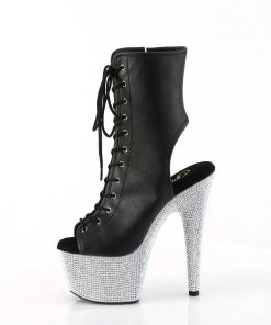 Stovletter Dam Med Plata höga klackar | Bej-1016-7 - 18 Cm Pleaser Hogklackade Boots Strass Svart