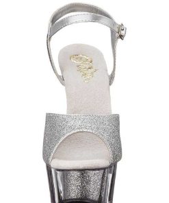 Hoga Klackar Mini Plata höga klackar | Silver Glittriga 15 Cm Delight-609-5G Hogklackade Sandaletter