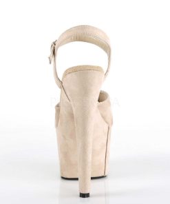 Hoga Klackar Mer Plata höga klackar | Beige Konstlader 18 Cm Adore-709Fs Hogklackade Sandaletter