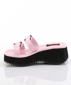 Demoniacult Skor & Stovlar Dam höga klackar | Rosa 6,5 Cm Demoniacult Flip-12 Emo Gothic Plata Mules