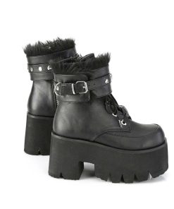 Demoniacult Skor & Stovlar Dam höga klackar | Svart Vegan 9 Cm Ashes-57 Lolita Plata Ankleboots Med Blockklack Till Kvinnor