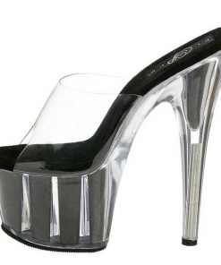 Slip In Klackar Mer Plata höga klackar | Svart 18 Cm Adore-701G Glitter Plata Hoga Slip In Mules