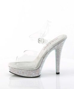 Hoga Klackar Mini Plata höga klackar | Transparent High Heels 13,5 Cm Majesty-508Dm Strass Plata High Heels