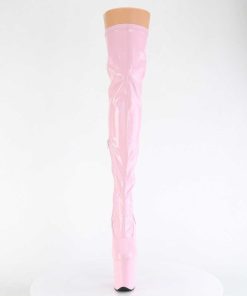 Larhoga Stovlar Med Plata höga klackar | Rosa 20 Cm Flamingo-3000Hwr Hologram Overknee Platastovlar - Pole Dance Overknees