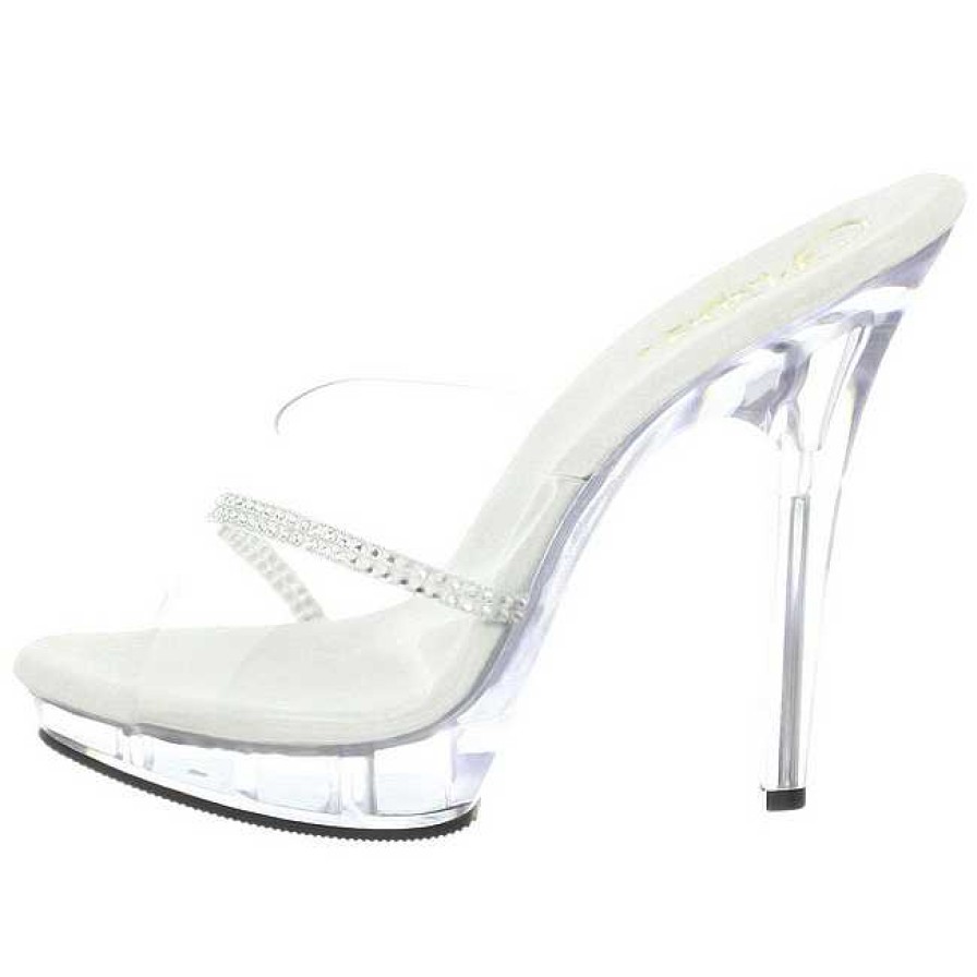 Slip In Klackar Mini Plata höga klackar | Transparent 13 Cm Fabulicious Lip-101R Hogklackade Slipper Damskor