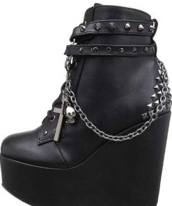 Demoniacult Skor & Stovlar Dam höga klackar | Konstlader 13 Cm Poison-101 Lolita Stovletter Goth Plata Kilklackar