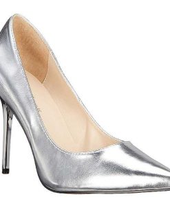 Pumps Klackar Utan Plata höga klackar | Silver Konstlader 10 Cm Classique-20 Spetsiga Pumps Med Stilettklackar